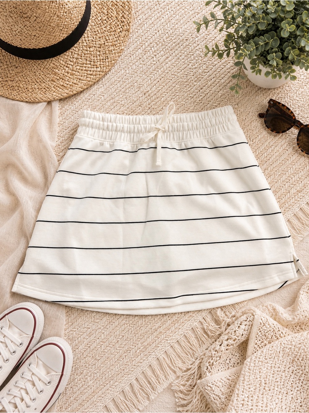 Rae Mode White Striped Skort Size M NWT Athleisure Tennis Coastal